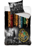 Harry Potter - Hogwarts with Crest and Houses Duvet Set - 140 x 200 cm