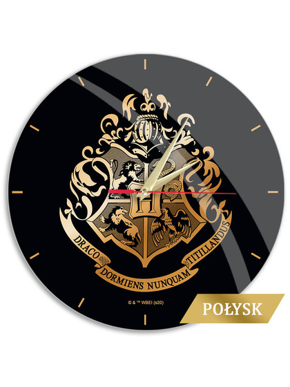 Harry Potter - Hogwarts Logo Black Wall Clock